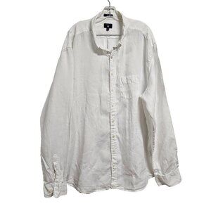GANT The Linen Regular Fit Button Up Men Shirt Size 3XL White